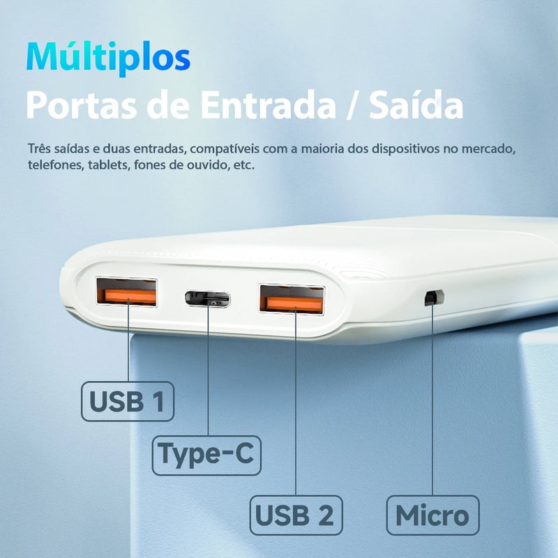 BETTDOW Powerbank com fio para iphone 10000 mAh Tipo C USB Carga rápida Android Phone 3 Saída 2 Entrada