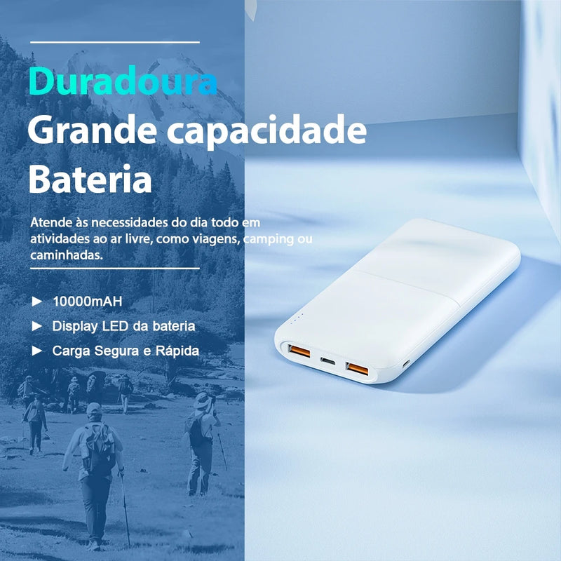 BETTDOW Powerbank com fio para iphone 10000 mAh Tipo C USB Carga rápida Android Phone 3 Saída 2 Entrada